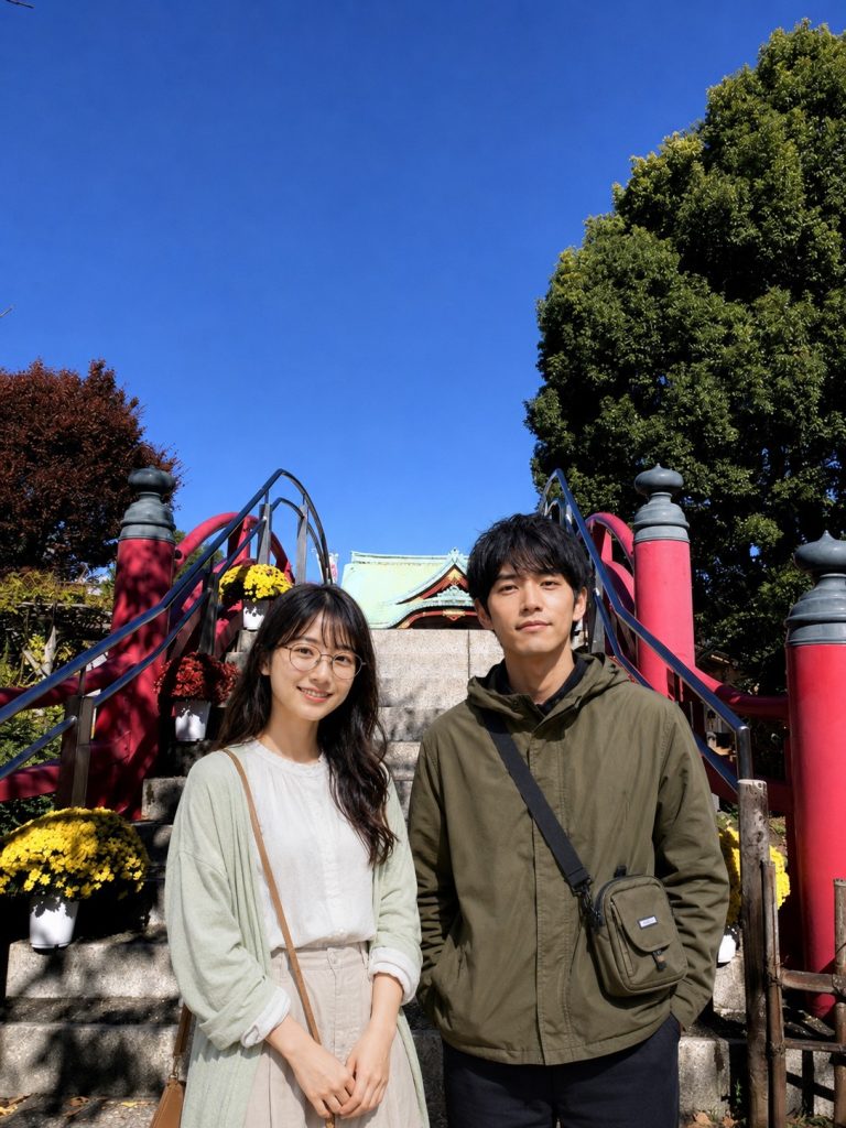 亀戸天神社、太鼓橋、佐久間とやよい