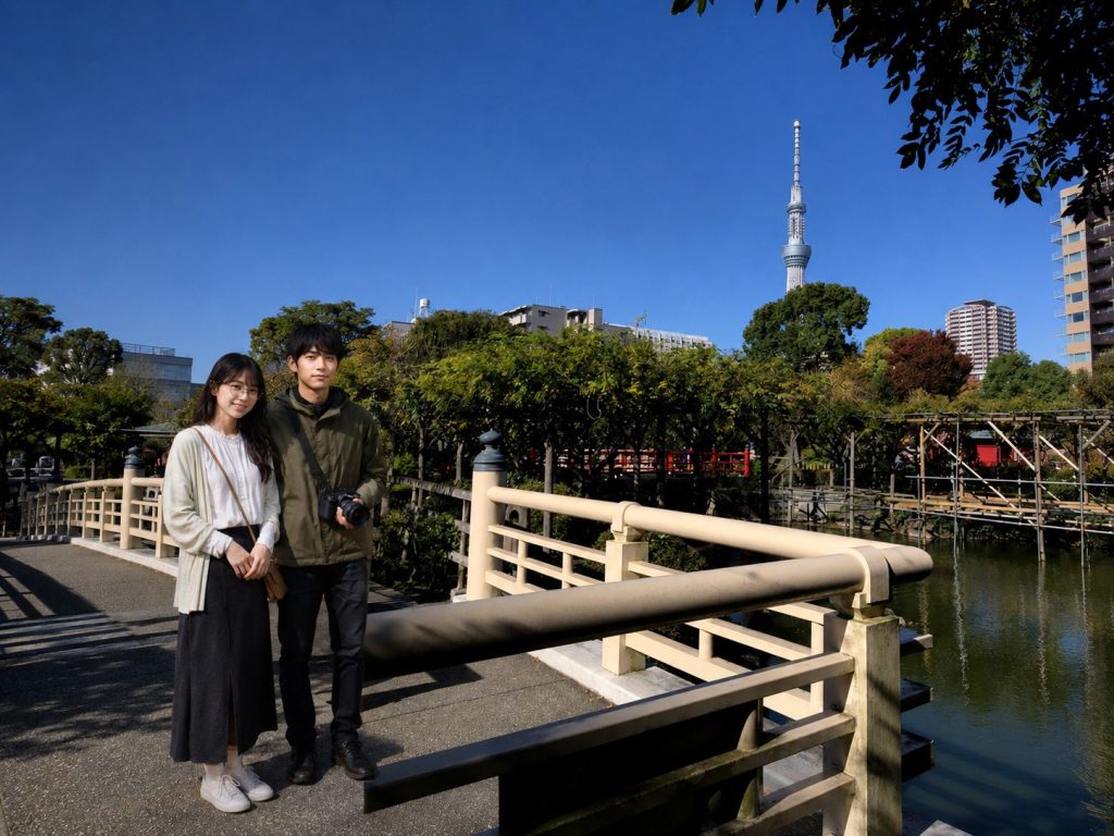 亀戸天神社、池、佐久間とやよい