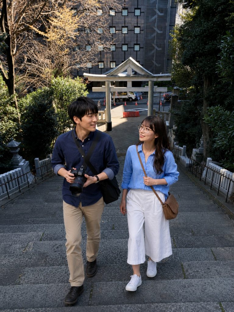 山王日枝神社、参道階段、佐久間とやよい