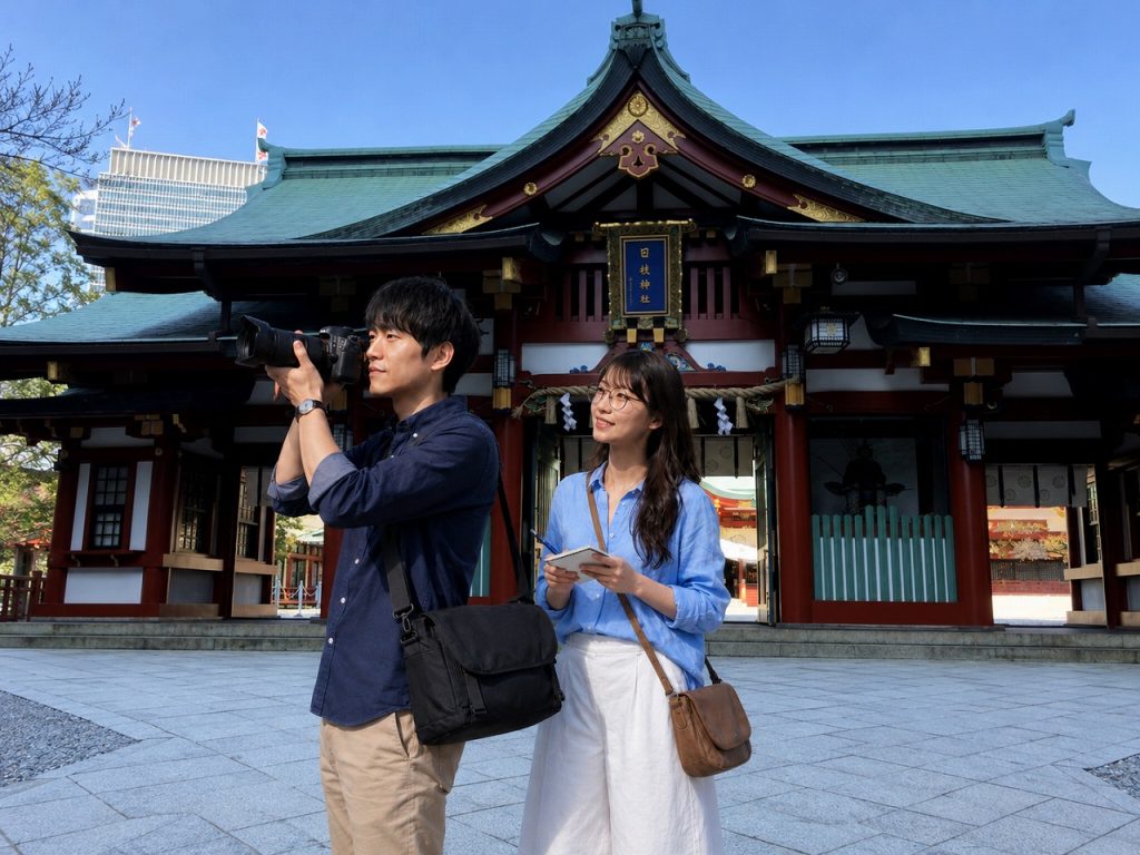 山王日枝神社、参道階段上、佐久間とやよい