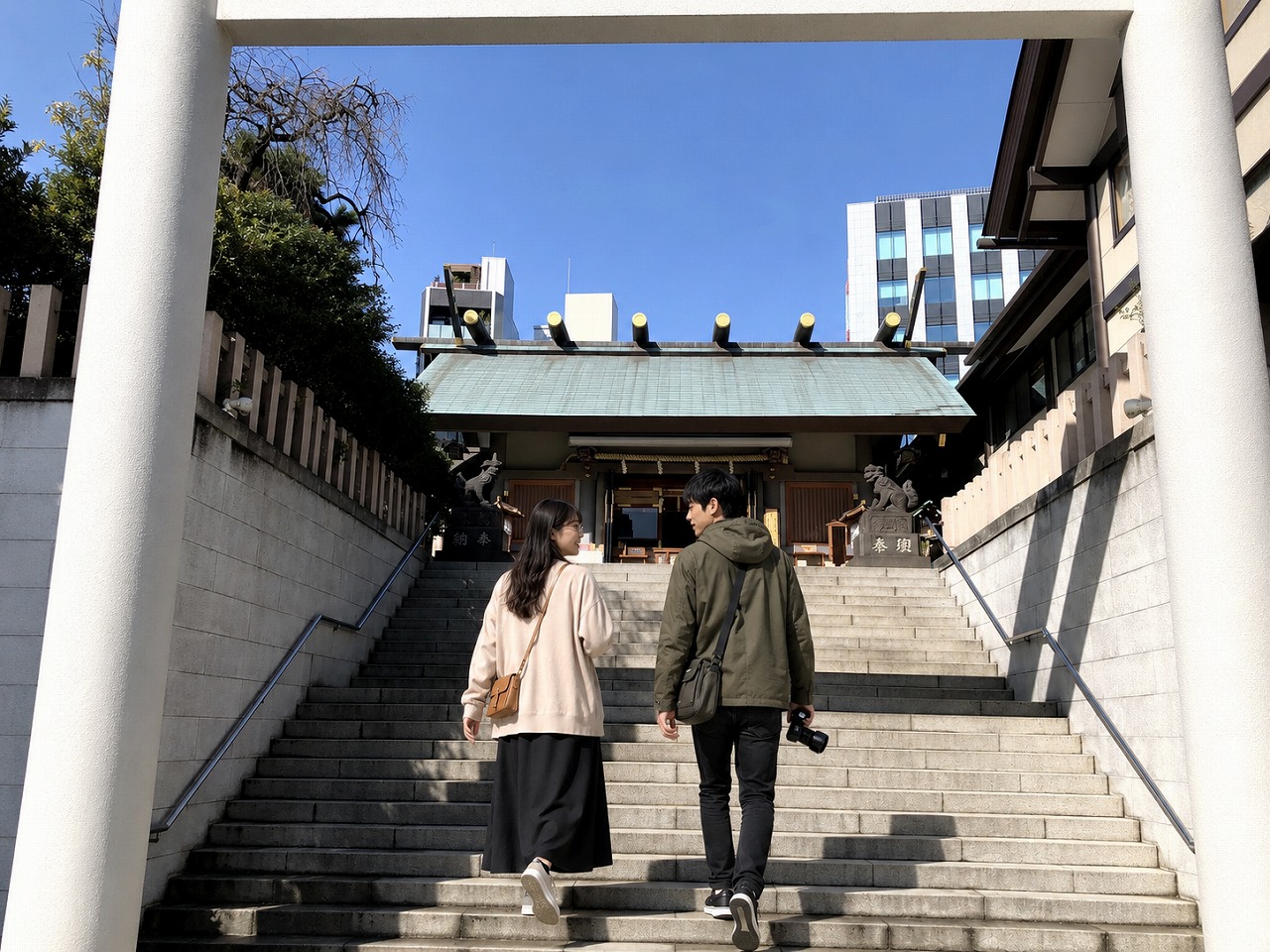 芝大神宮、参道階段、佐久間とやよい