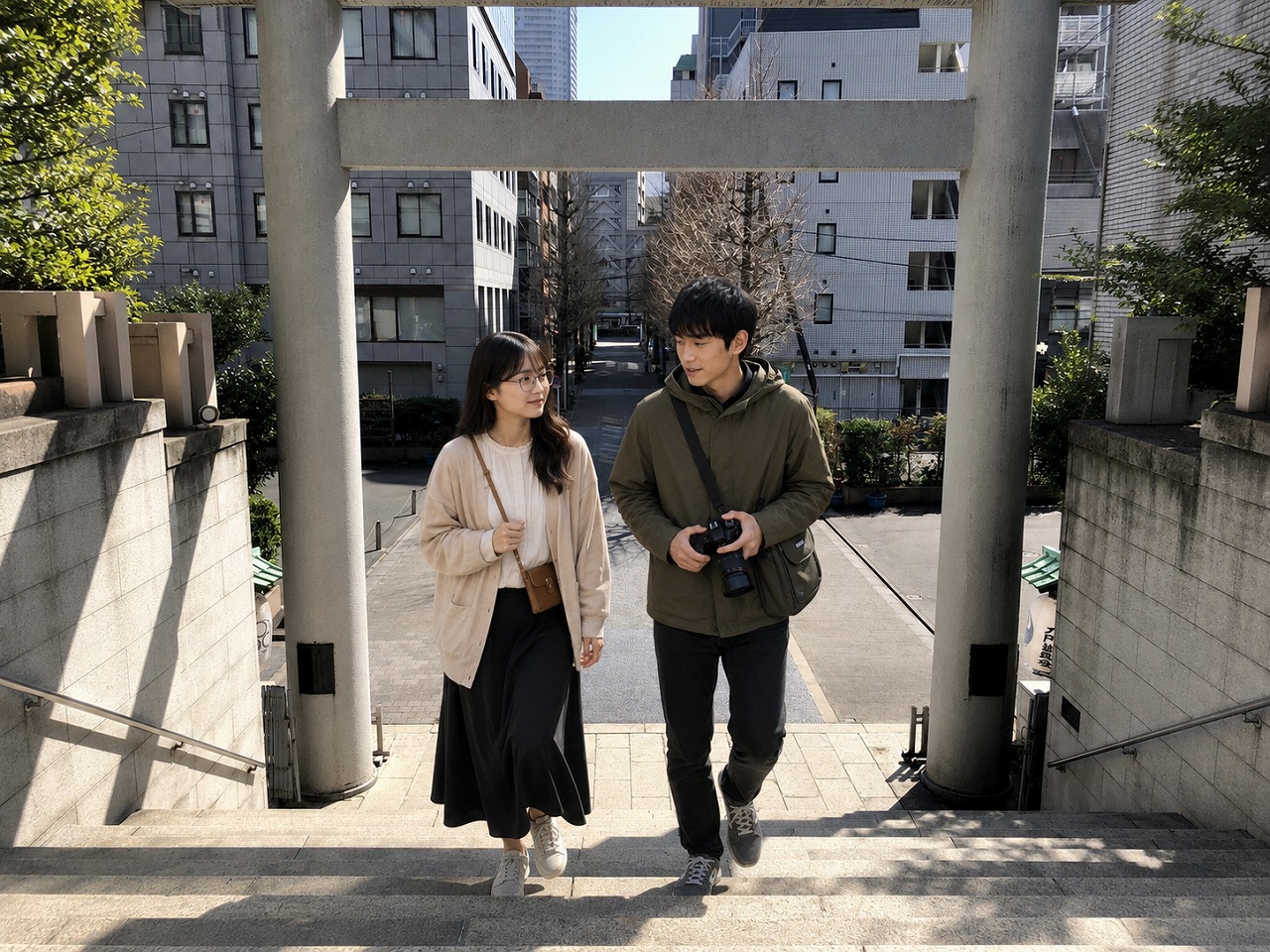 芝大神宮、参道階段、佐久間とやよい