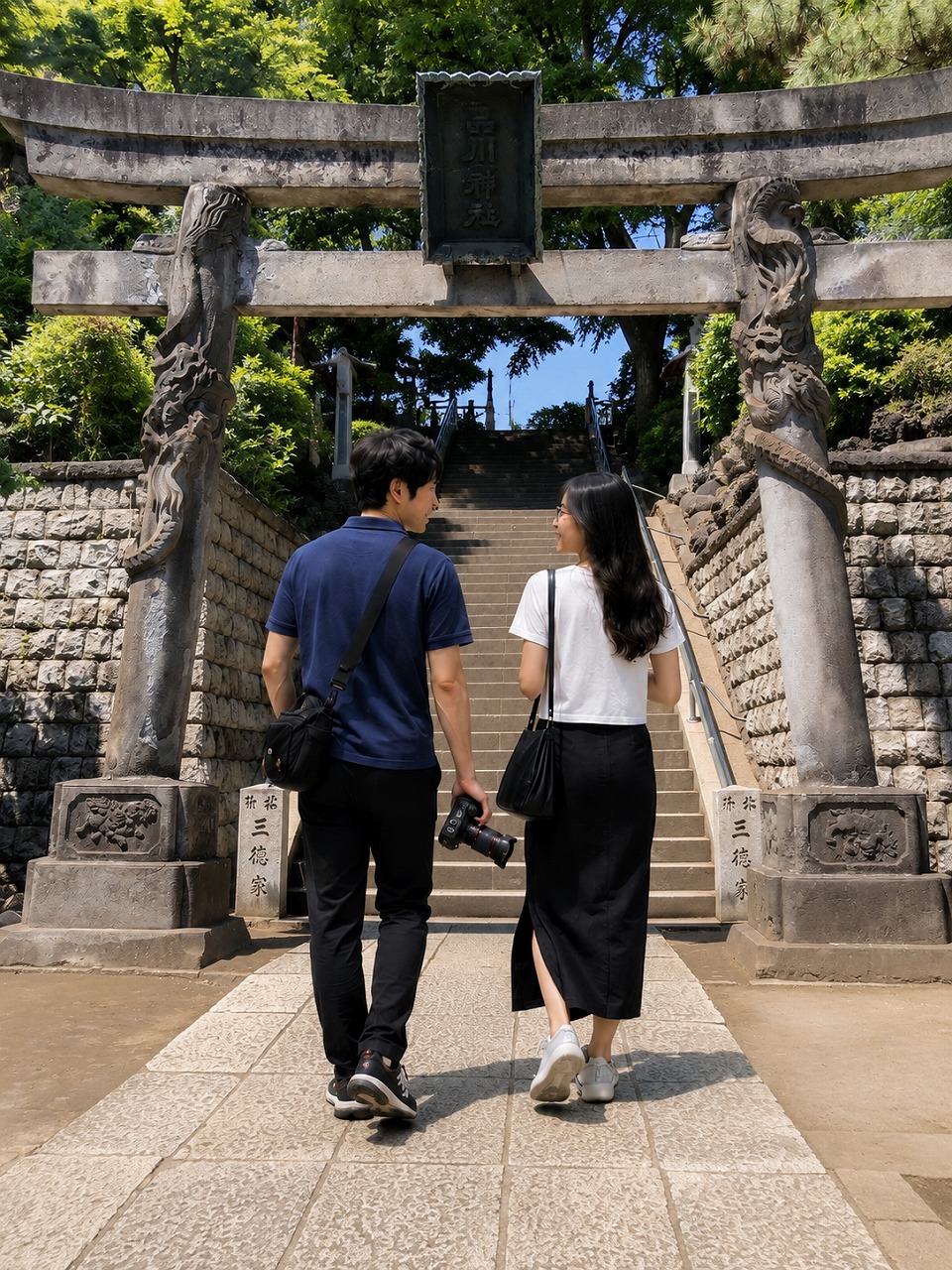 品川神社、鳥居、佐久間とやよい