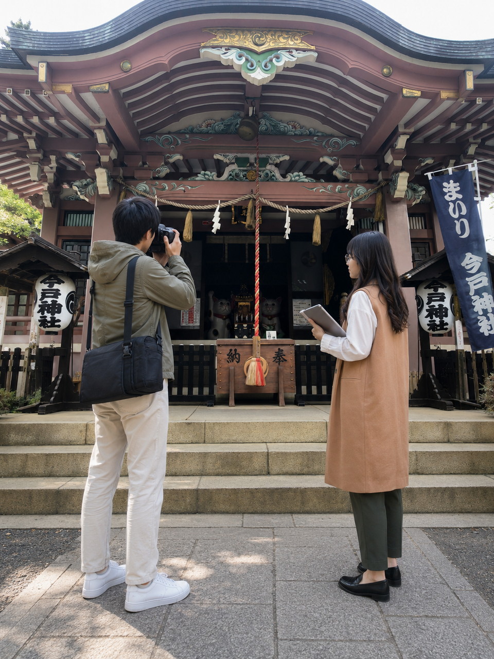 今戸神社、拝殿前、佐久間とやよい