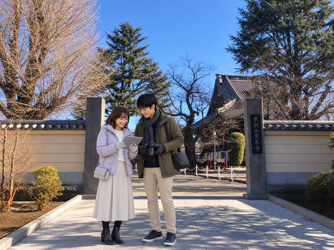 寛永寺根本中堂、近藤君とまゆみさん